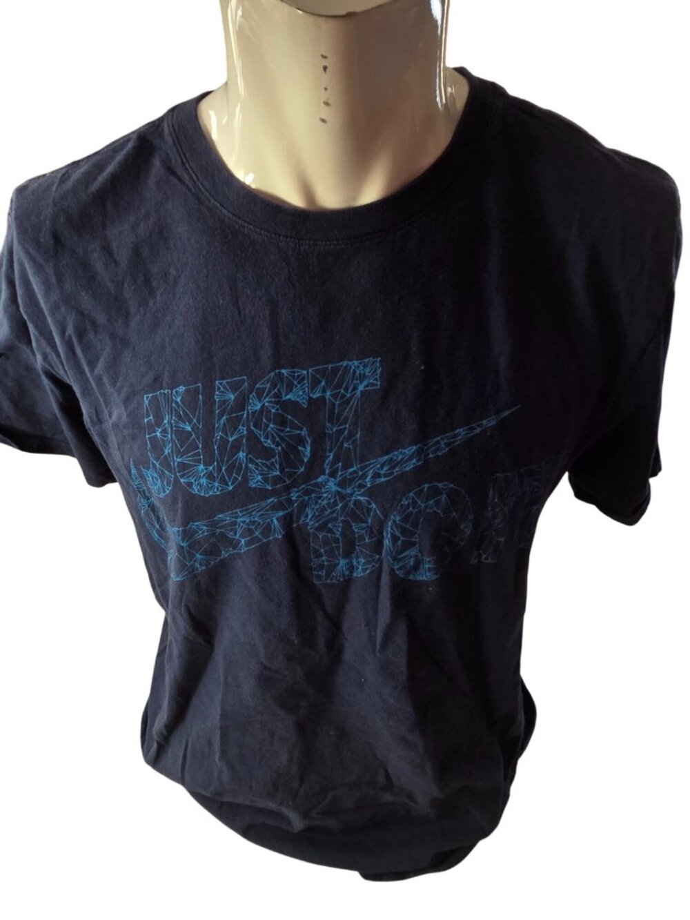 Nike Mens "Just Do It" Graphic Tee * Large *Blue With Geometric Text Design*EUC